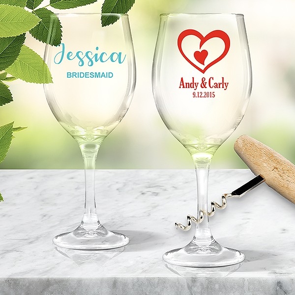 Colour Printed Stem Wine Glasses