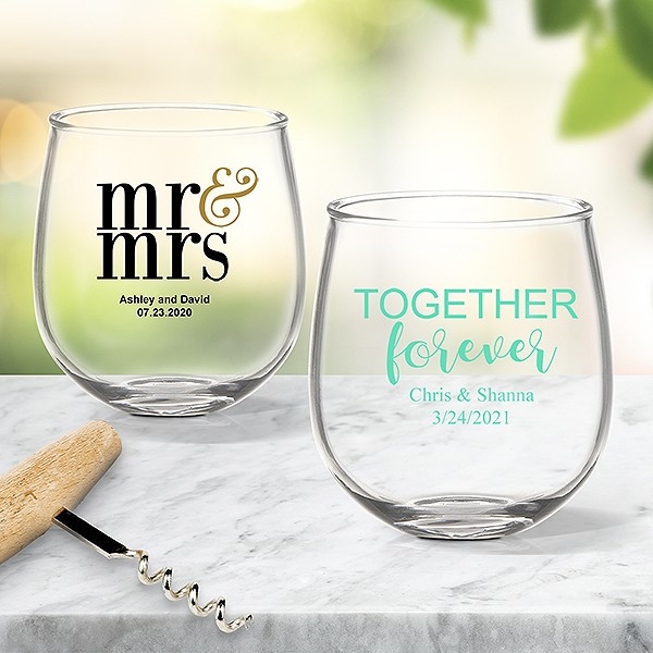 Colour Printed Stemless Wine Glasses