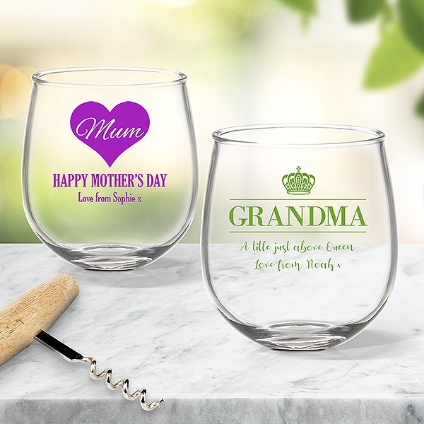 Colour Printed Stemless Wine Glasses