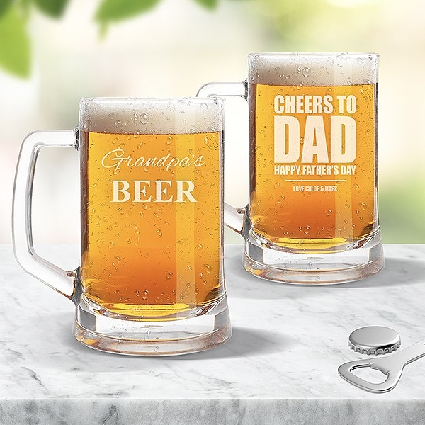 Engraved Glass Beer Mugs