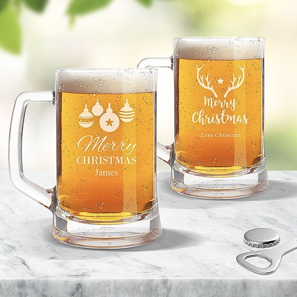 Christmas Glass Beer Mugs