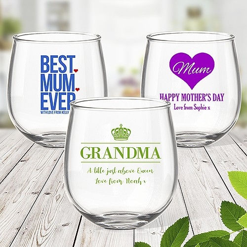 Colour Printed Stemless Wine Glasses