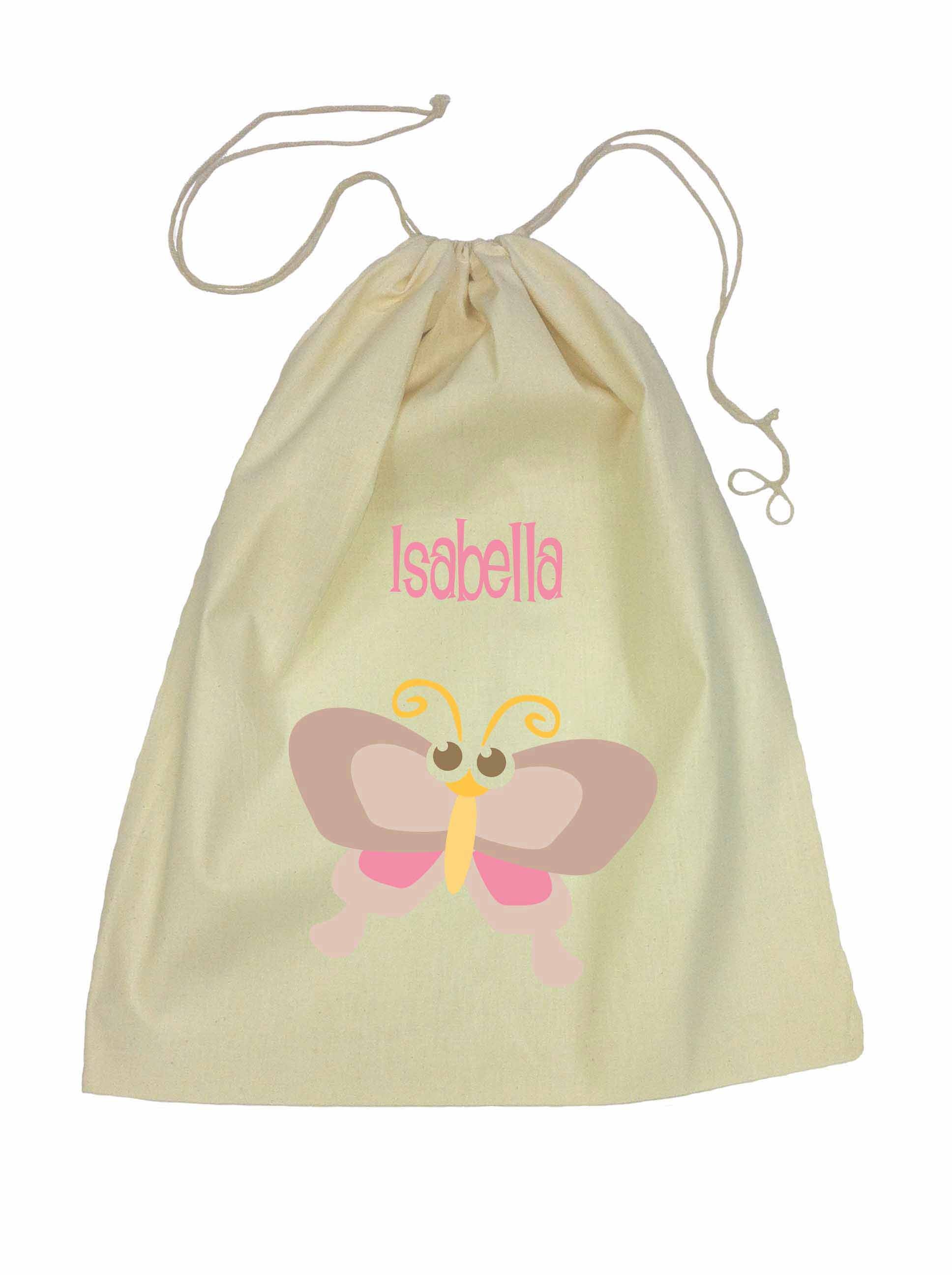Drawstring Library Bag with Brown Butterfly
