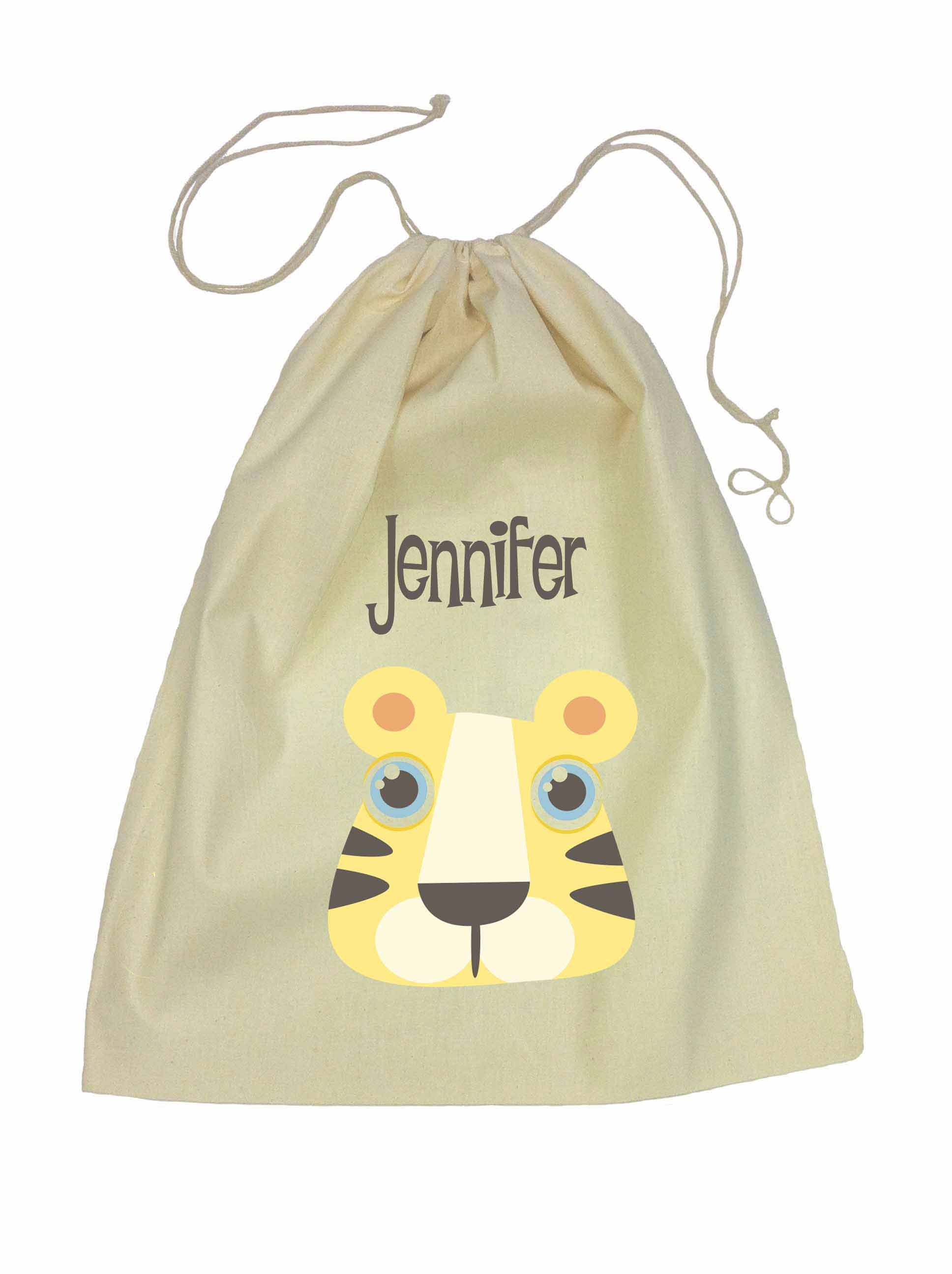 Drawstring Library Bag with Yellow Tiger
