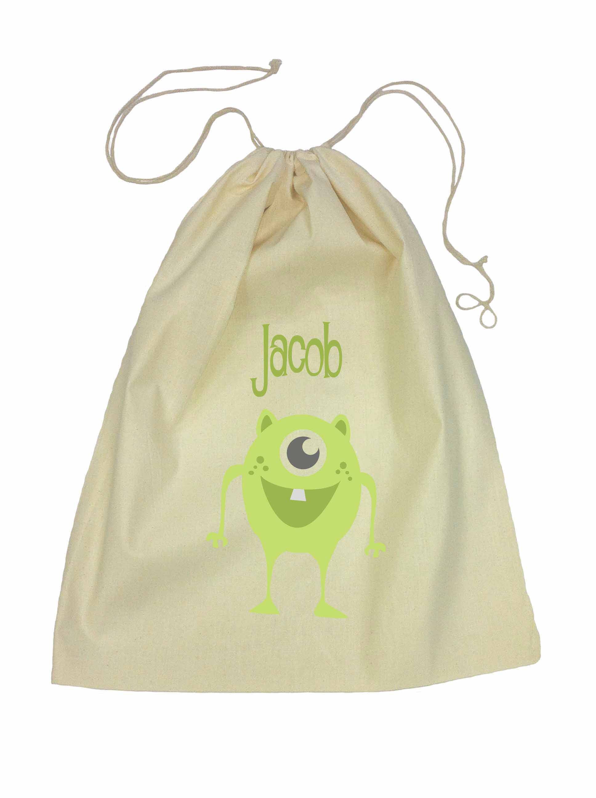 Drawstring Library Bag with Green Alien