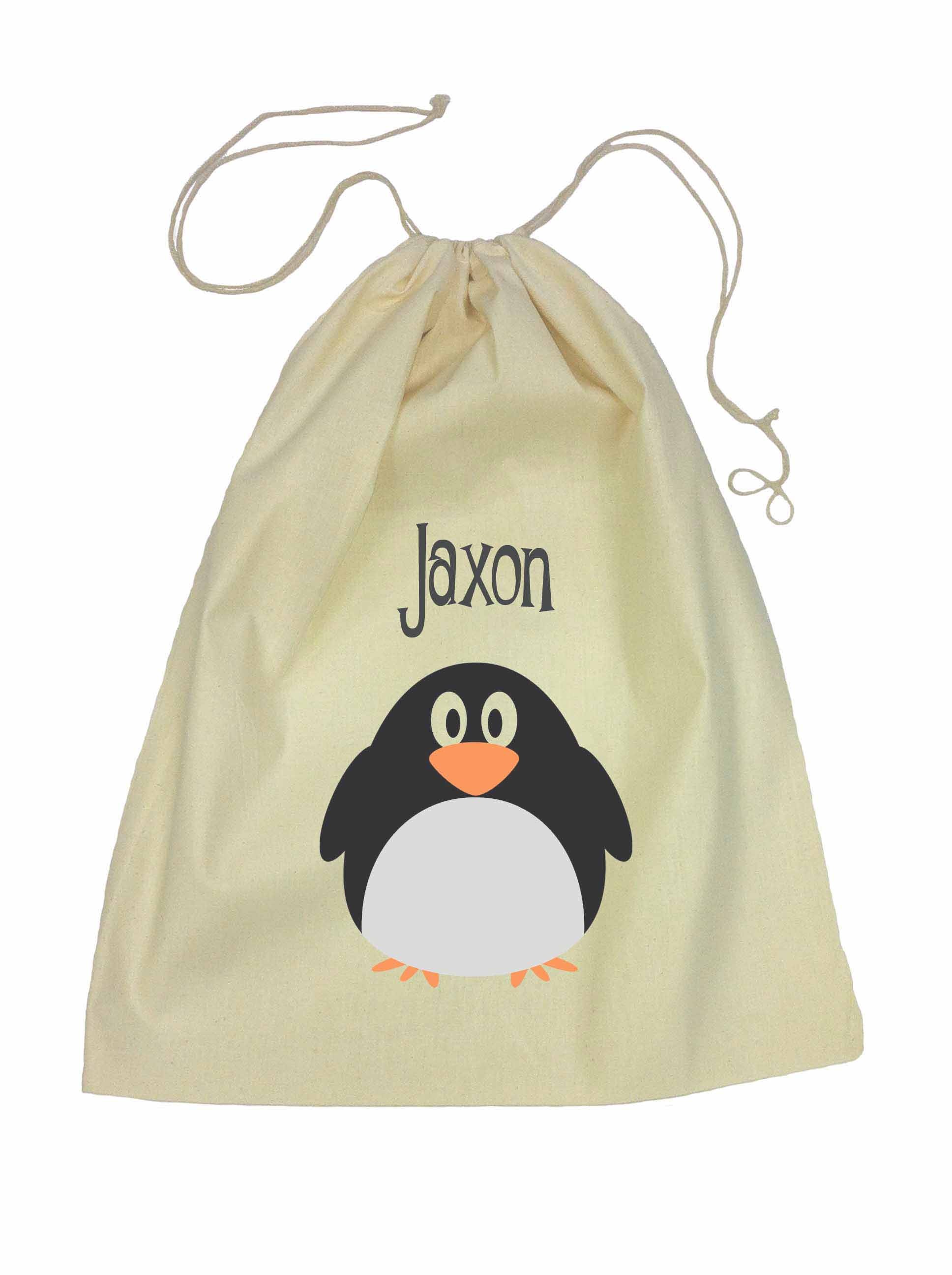 Drawstring Library Bag with Penguin
