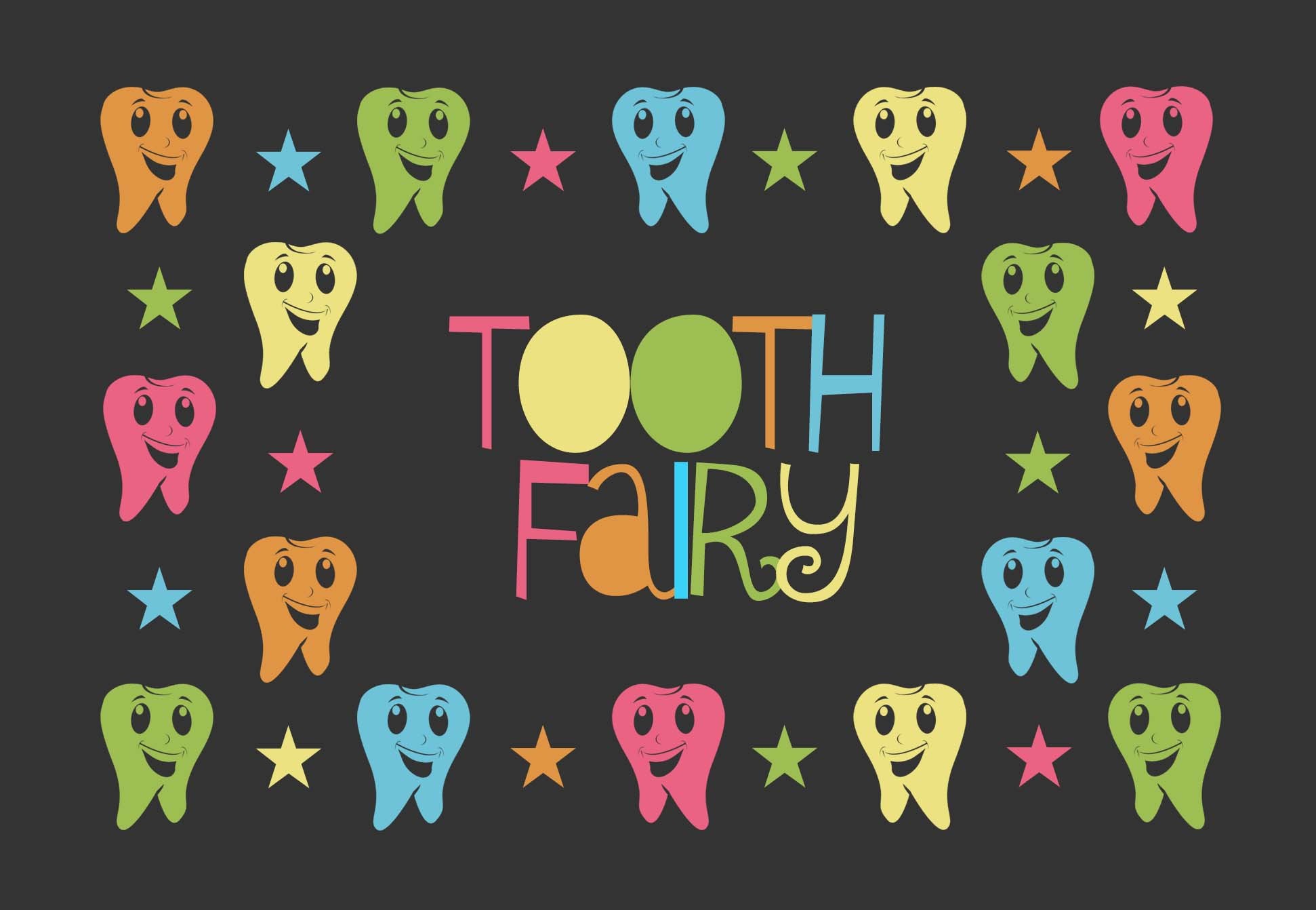 Tooth Fairy Postcard, Black Design