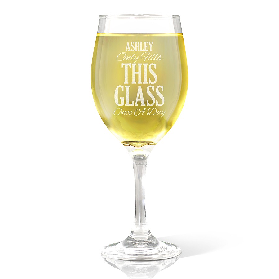 Once A Day Engraved Wine Glass