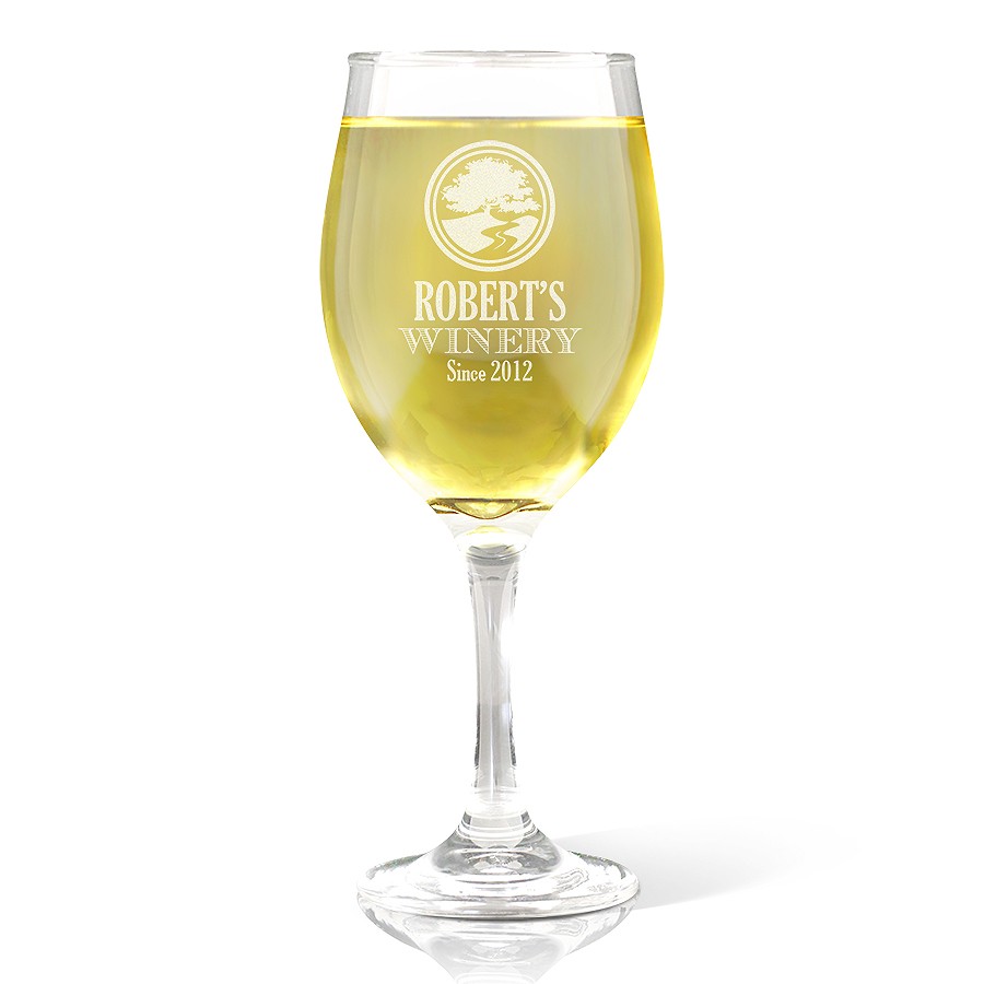 Winery Design Engraved Wine Glass
