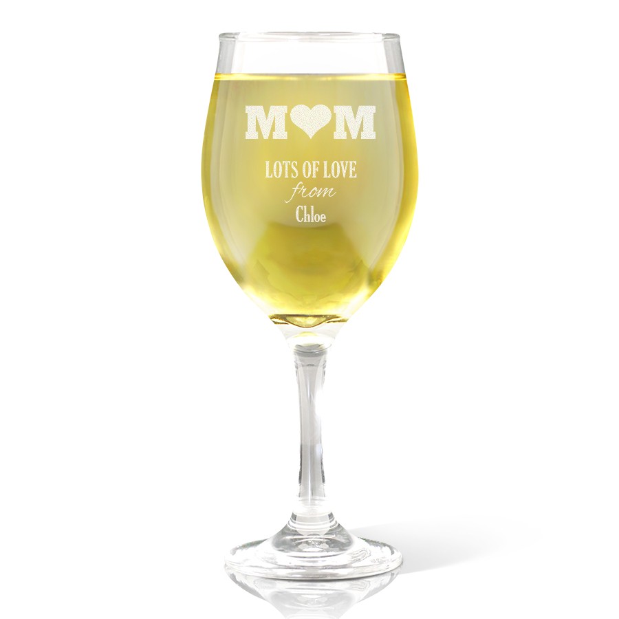Mum Engraved Wine Glass - White