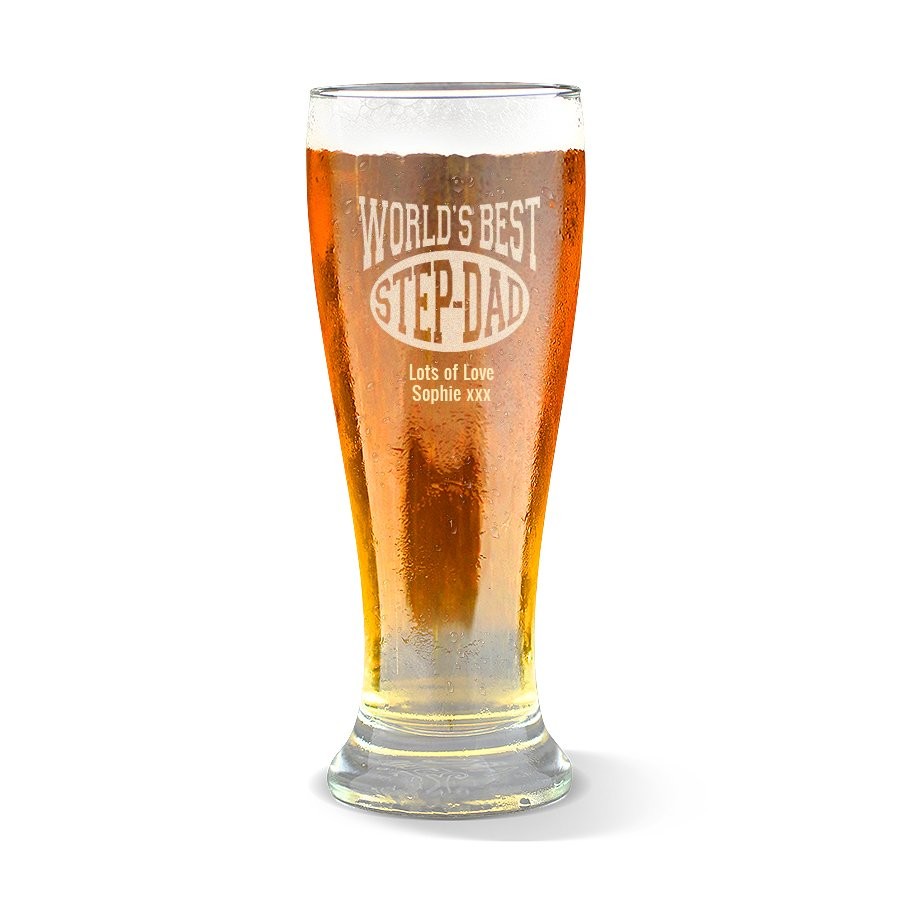 World's Best Step-Dad Engraved Premium Beer Glass