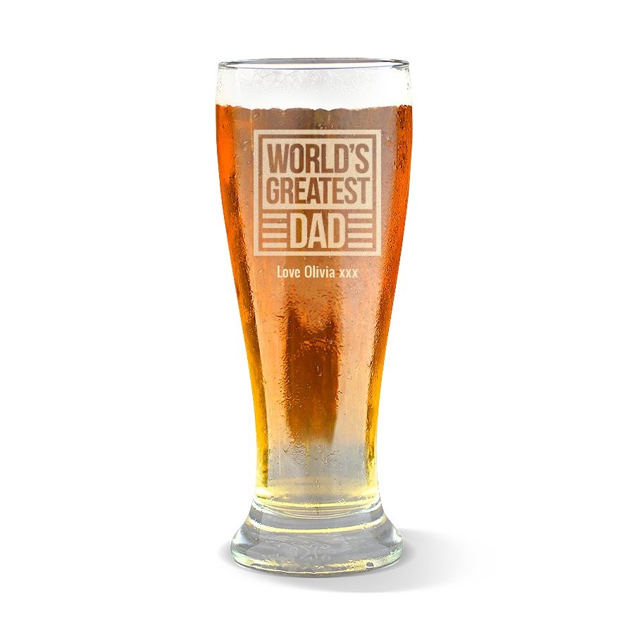 World's Greatest Dad Engraved Premium Beer Glass