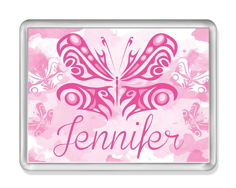 Fridge Magnet with Pink Butterfly