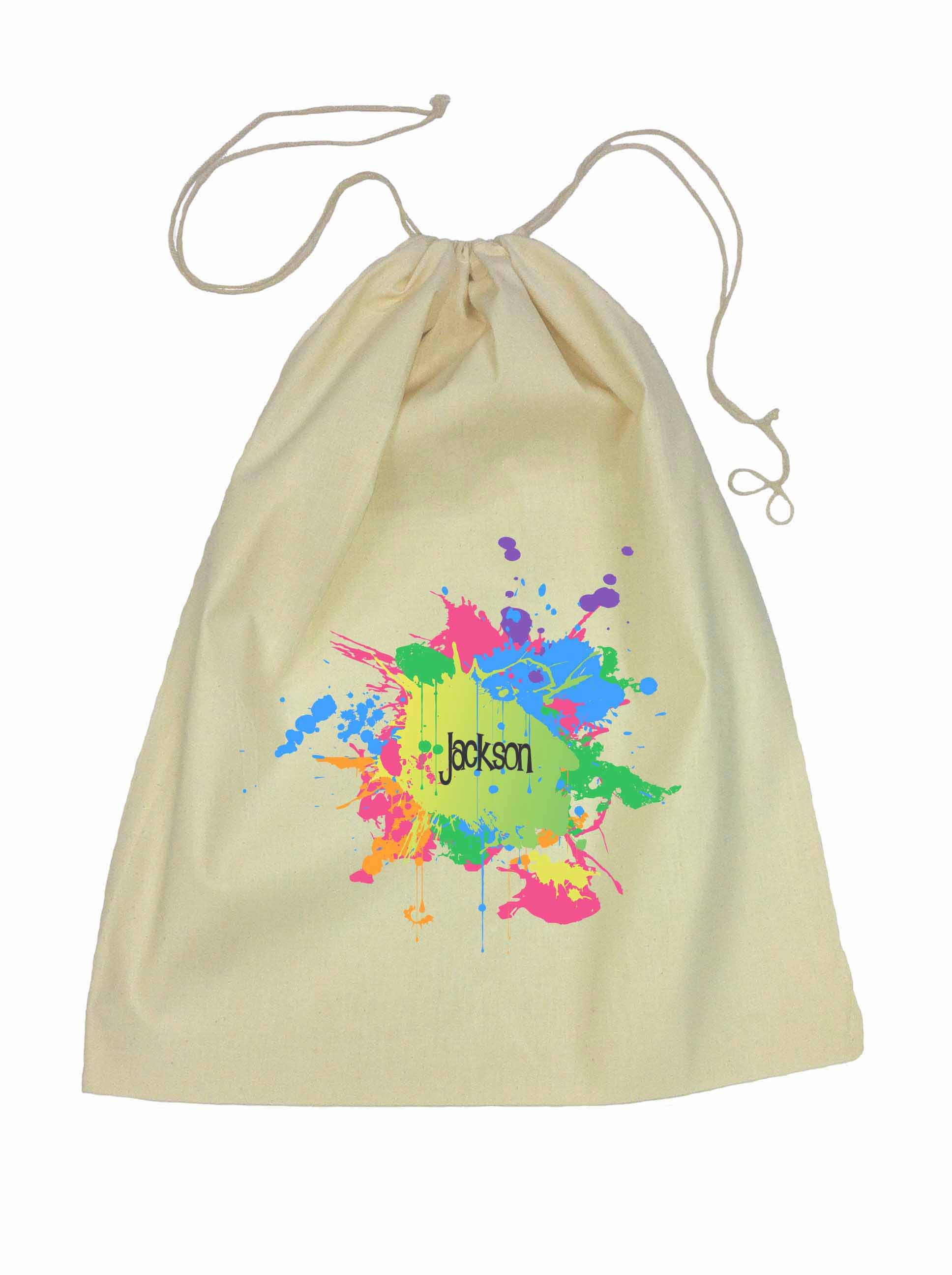 Splatter Calico Drawstring Bag