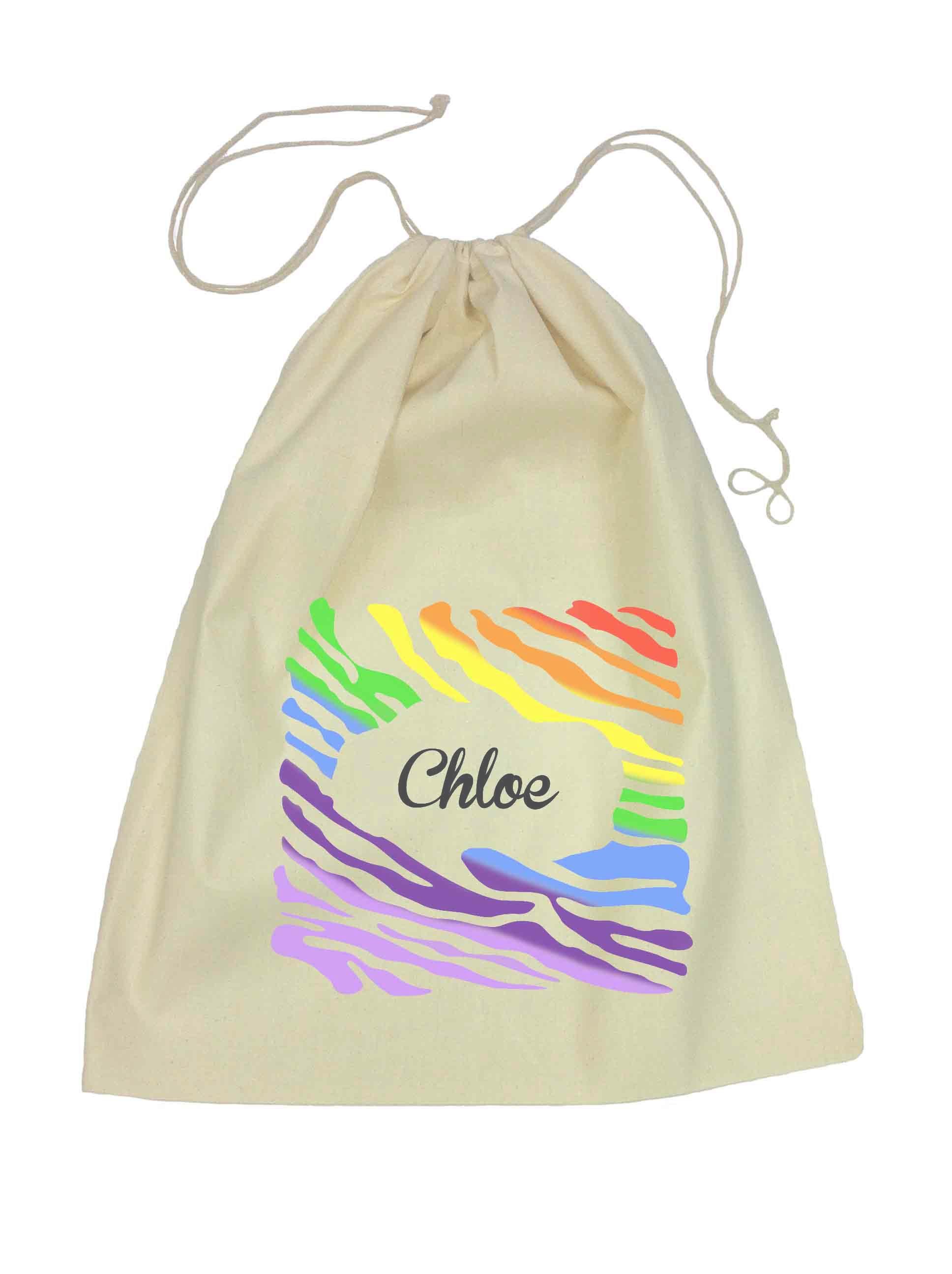 Drawstring Library Bag with Rainbow Design