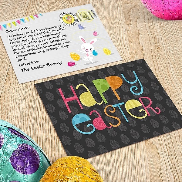 Easter Postcard, Black Egg Design