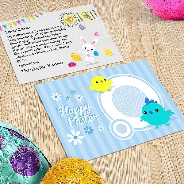 Easter Postcard, Blue Birds Design
