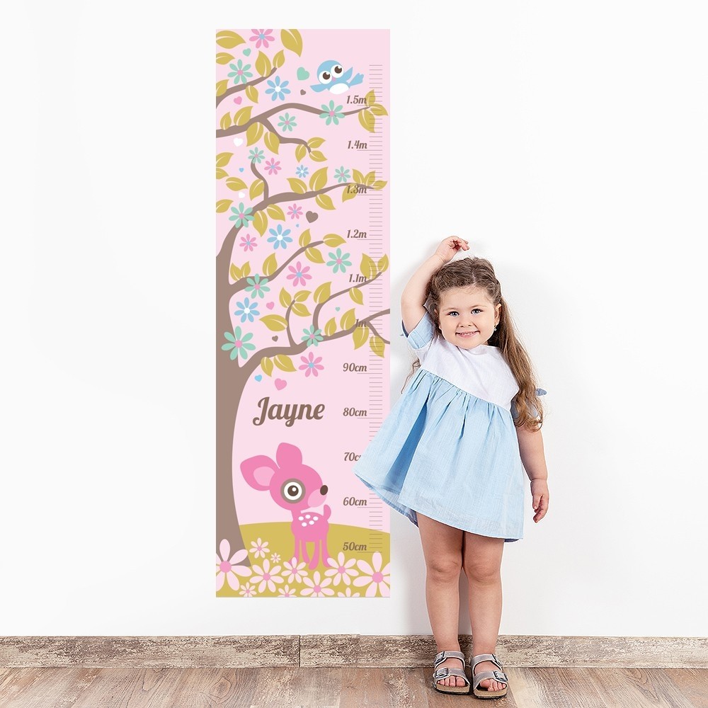 Pink Deer Wall Decal Height Chart