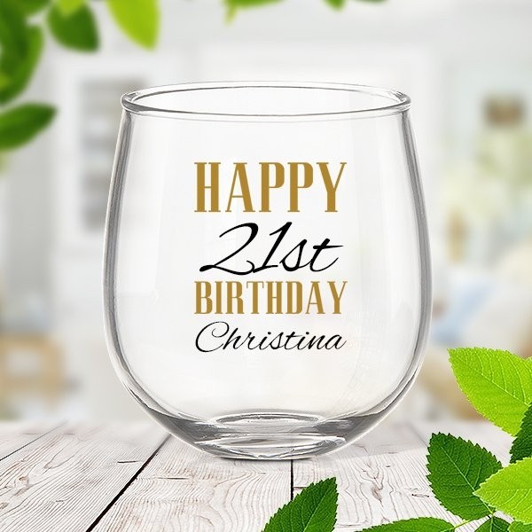 Birthday Stemless Wine Glass