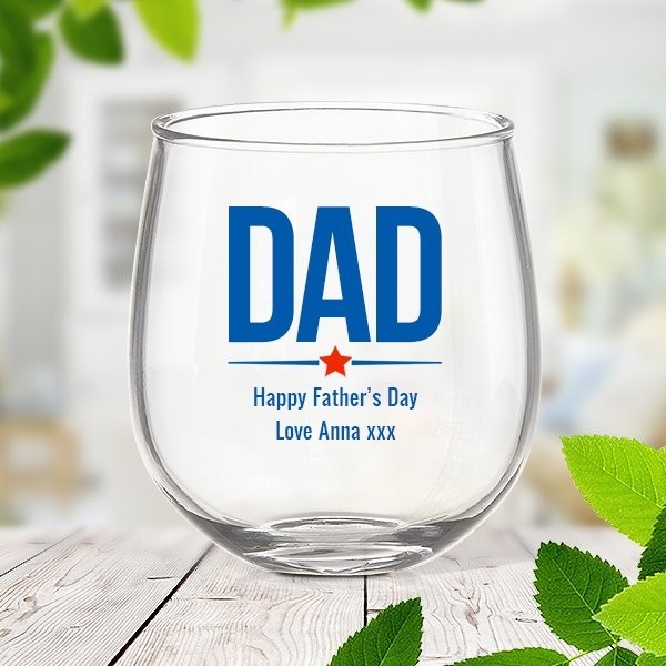 Dad Stemless Wine Glass