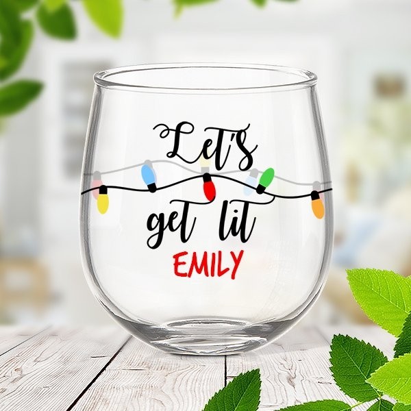 Get Lit Stemless Wine Glass