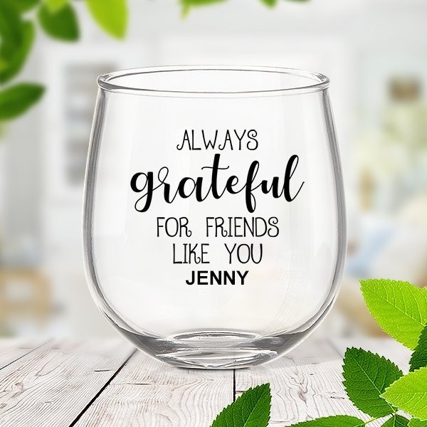 Grateful Stemless Wine Glass