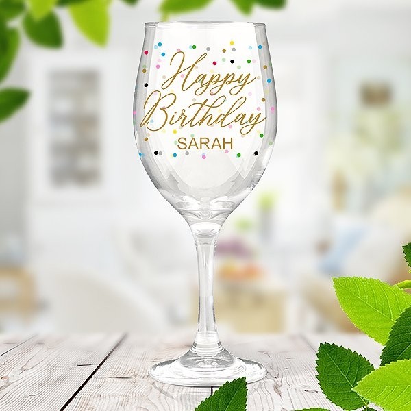 Happy birthday wine glasses sale