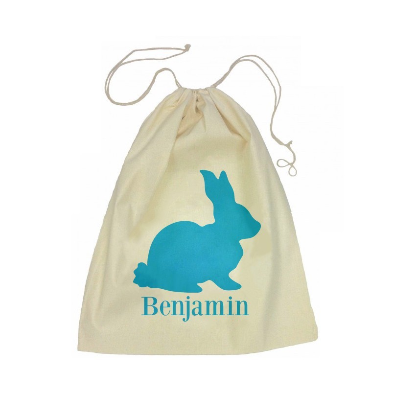 Blue Bunny Drawstring Bag