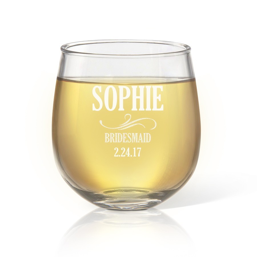Bridesmaid Engraved Stemless Wine Glass