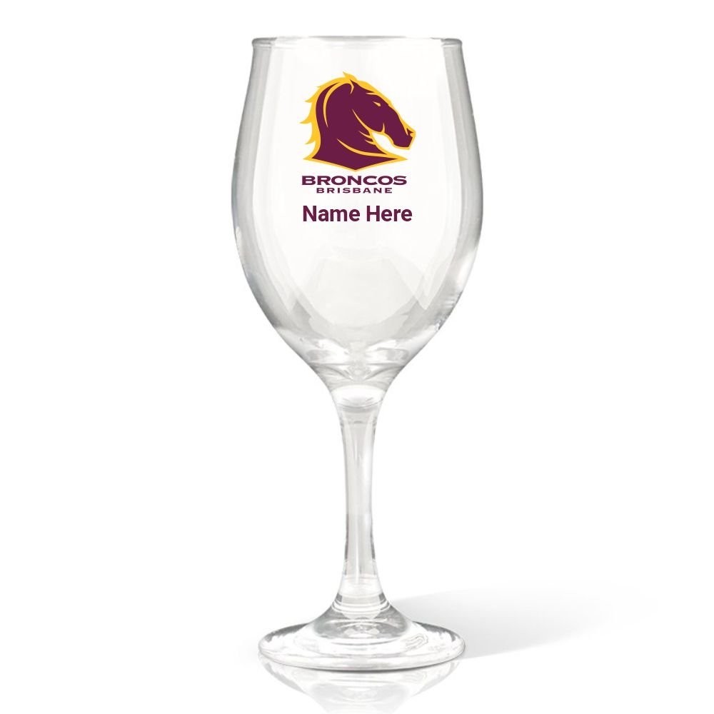 NRL Broncos Wine Glass