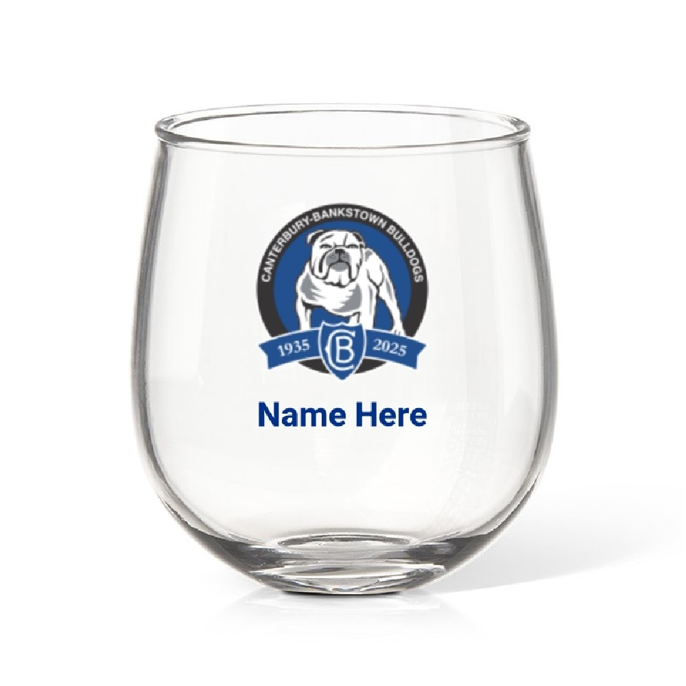 NRL Bulldogs Stemless Wine Glass
