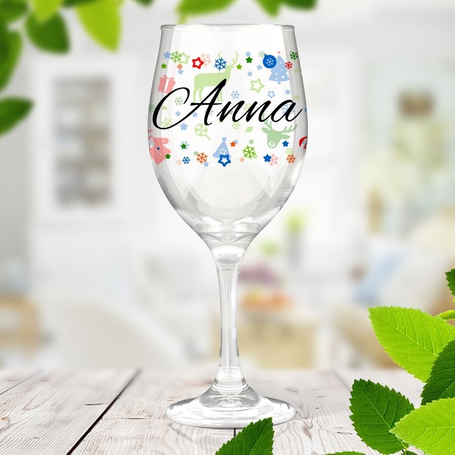 Christmas Pattern Wine Glass