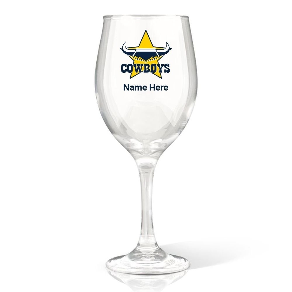 NRL Cowboys Wine Glass