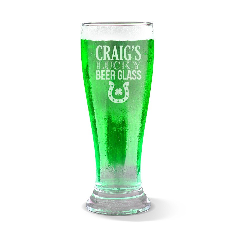 Lucky Engraved Premium Beer Glass