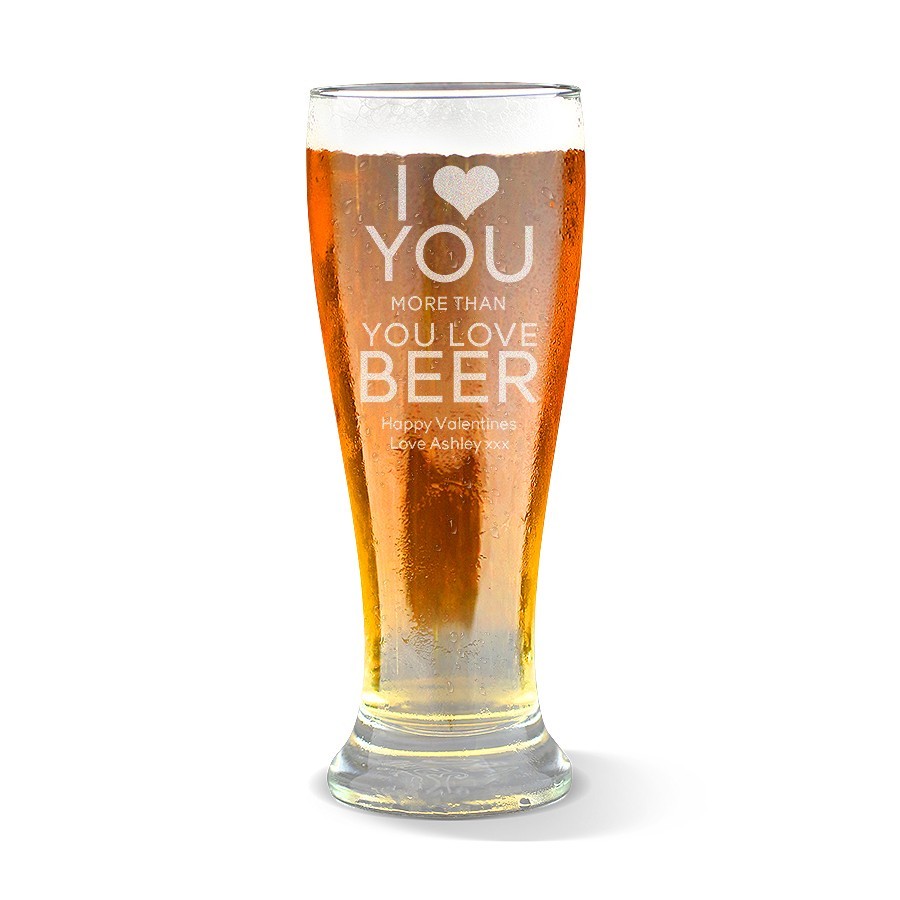 Love You Engraved Premium Beer Glass