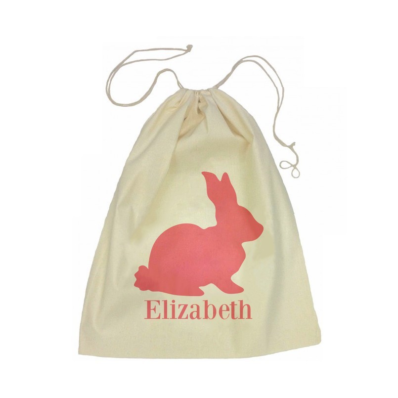 Pink Bunny Drawstring Bag