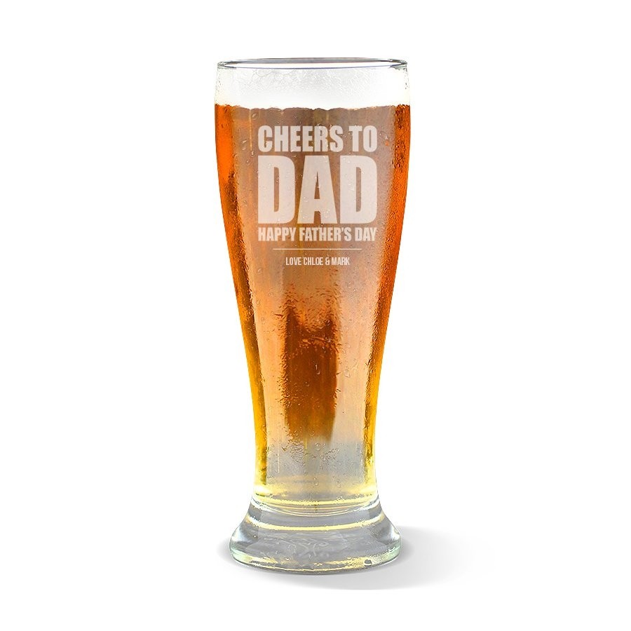 Cheers to Dad Engraved Premium Beer Glass