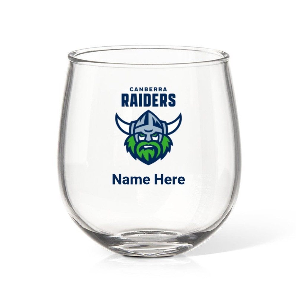 NRL Raiders Stemless Wine Glass