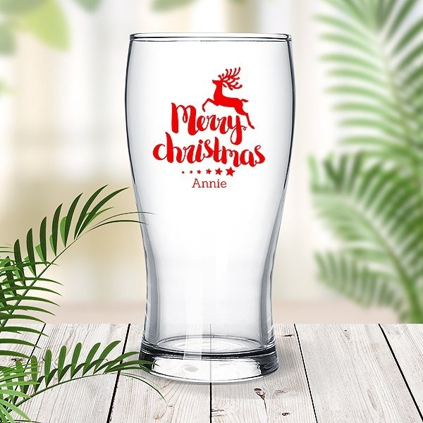 Reindeer Christmas Standard Beer Glass