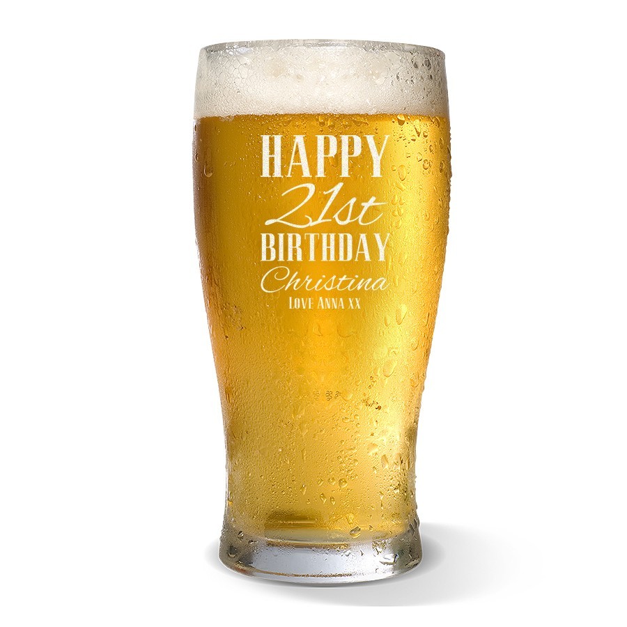 Classic Happy Birthday Engraved Standard Beer Glass