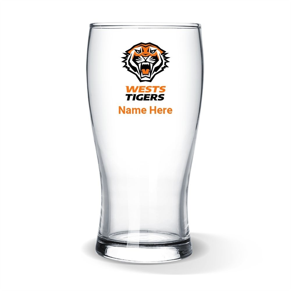 NRL Wests Tigers Standard Beer Glass