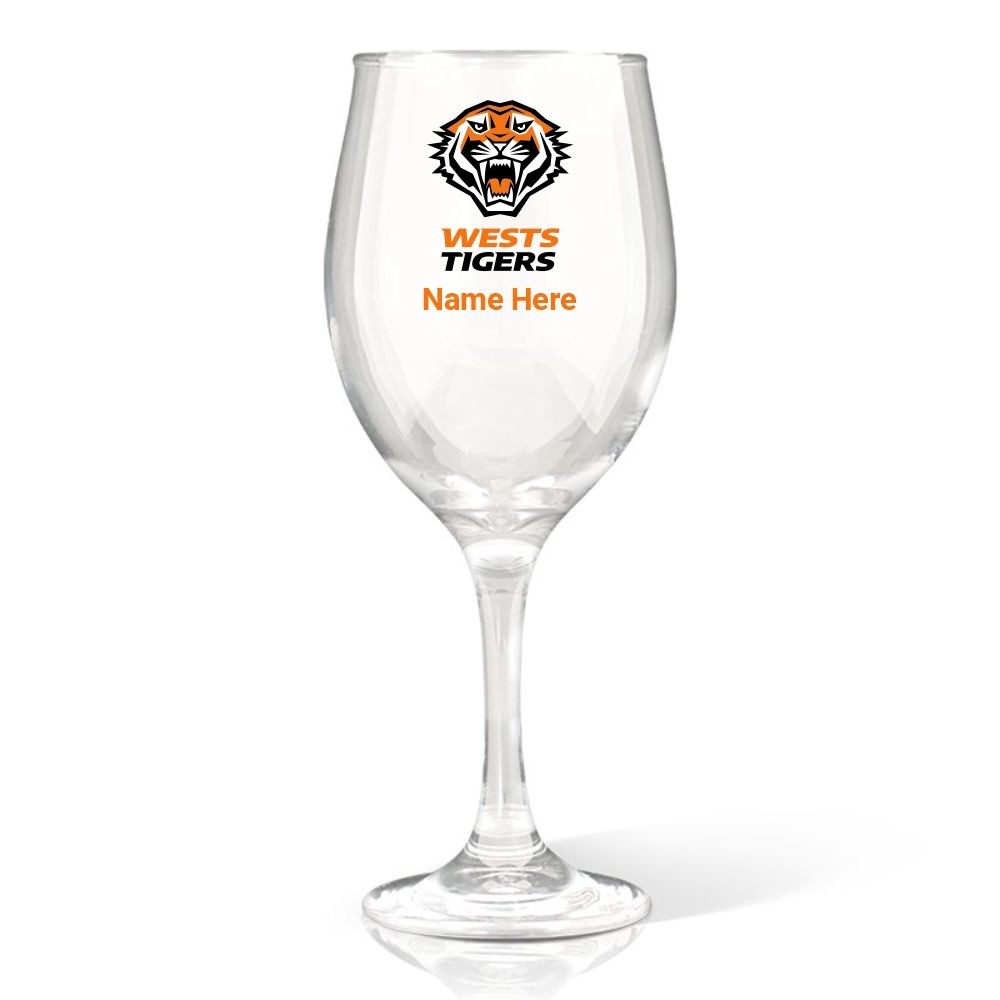 NRL Wests Tigers Wine Glass