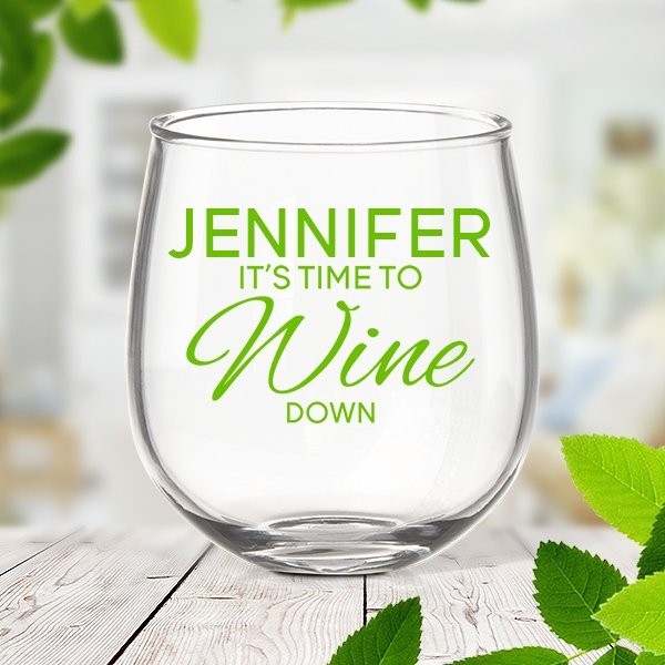 Time To Stemless Wine Glass