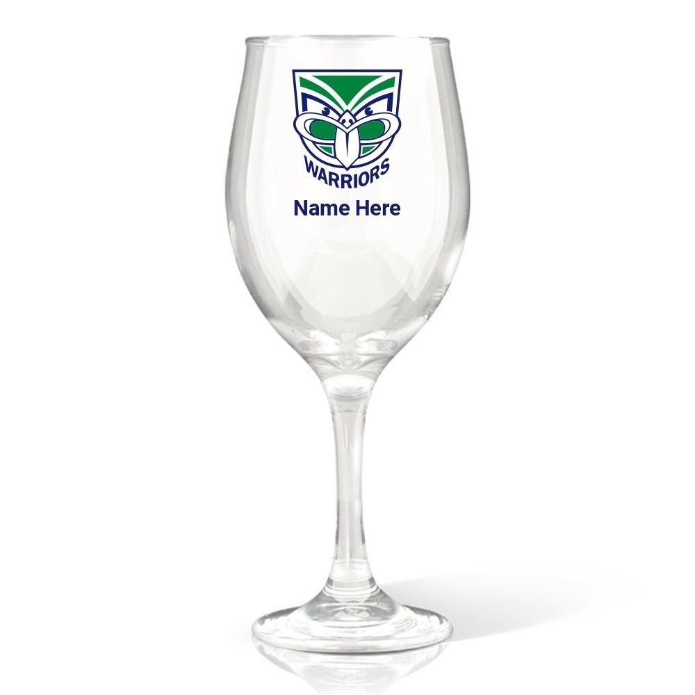 NRL Warriors Wine Glass