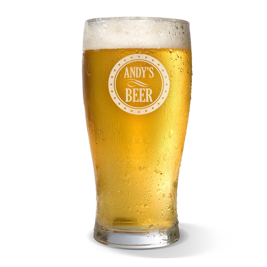 Circle Design Engraved Standard Beer Glass