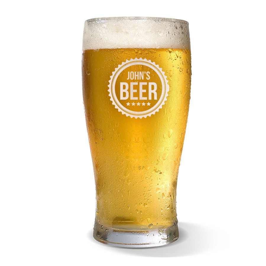 Cog Design Engraved Standard Beer Glass