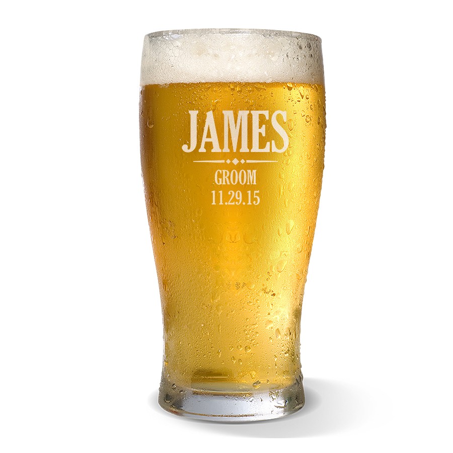 Groom Engraved Standard Beer Glass