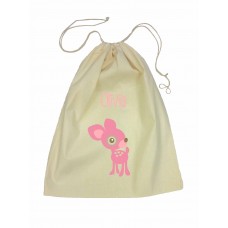 Drawstring Library Bag with Pink Deer