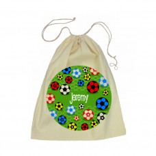 Soccer Calico Drawstring Bag