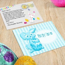 Easter Postcard, Blue Bunny Design